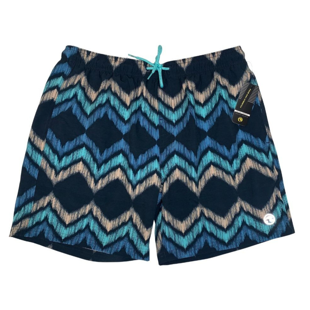 Ocean Current Mens Boho Volley Shorts Swim Trunks Size L NEW Blue Vacation 6.5″